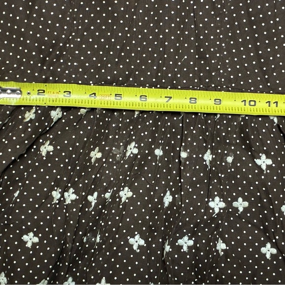 1970s M.G.M. Brown Polka Dot Halter Maxi Dress Prairie Embroidered Hem Sz 10 - Picture 8 of 16